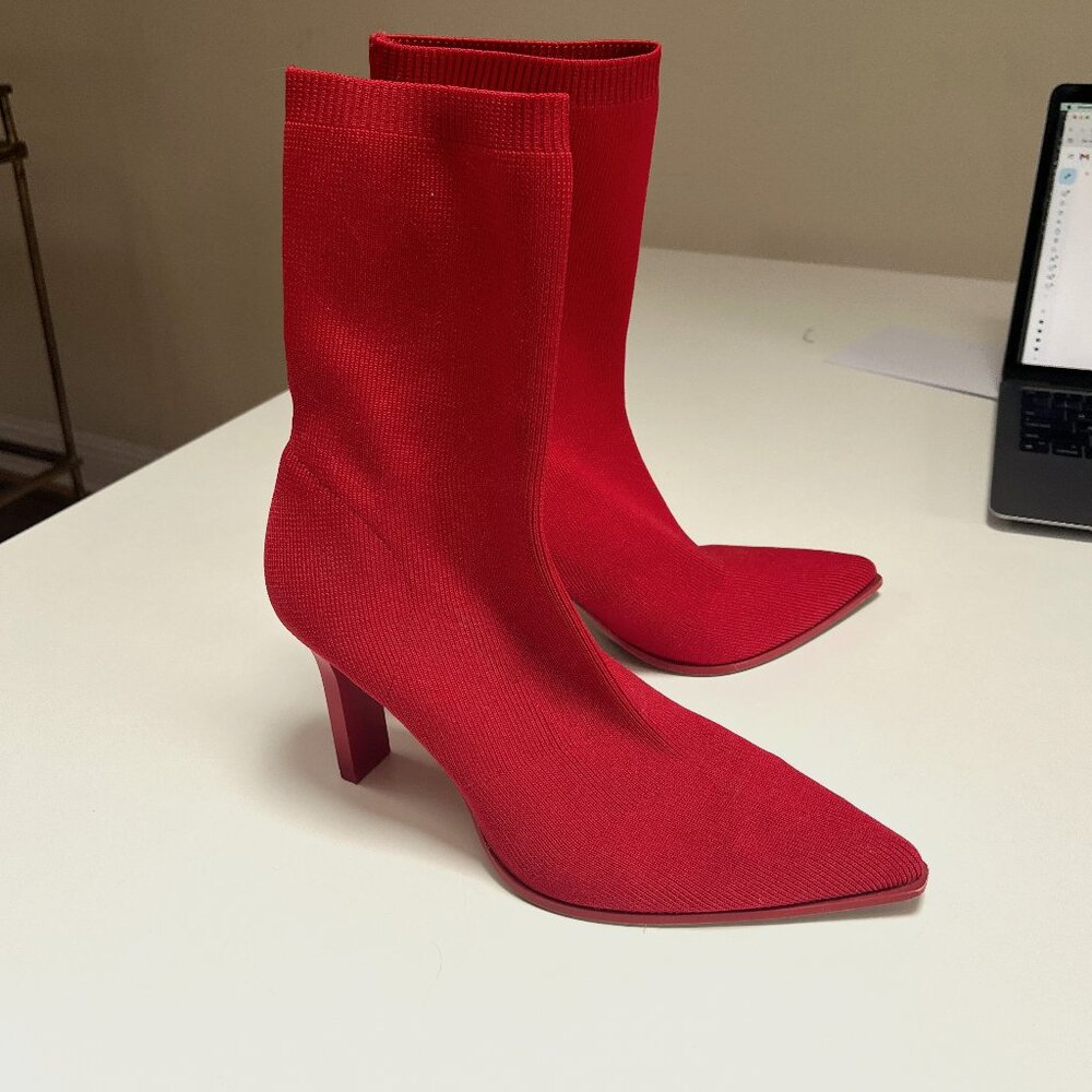 Stradivarius Heeled Sock Boot Red